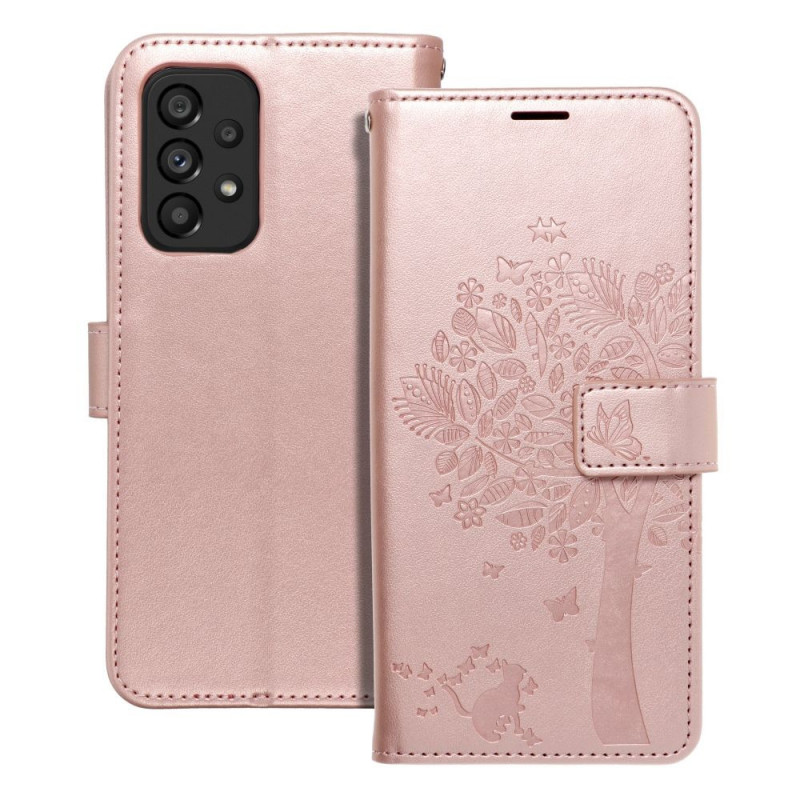 Samsung Galaxy A53 5G Portefeuilles MEZZO Book Arbre  Or rose