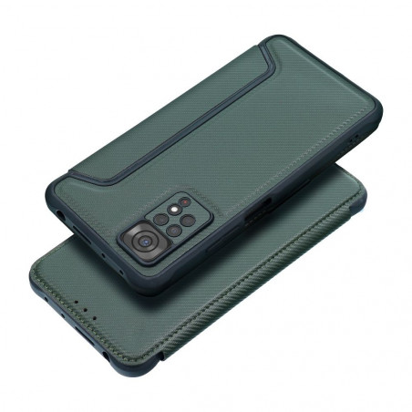 XIAOMI Mi 11 Lite Portefeuilles Razor Book Fibre de carbone, Modèle de carbone  Vert foncé