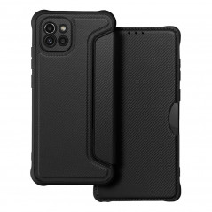 Samsung Galaxy A03 Portefeuilles Razor Book Fibre de carbone, Modèle de carbone  Noir