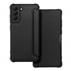 Samsung Galaxy S21 FE 5G Portefeuilles Razor Book Fibre de carbone, Modèle de carbone  Noir