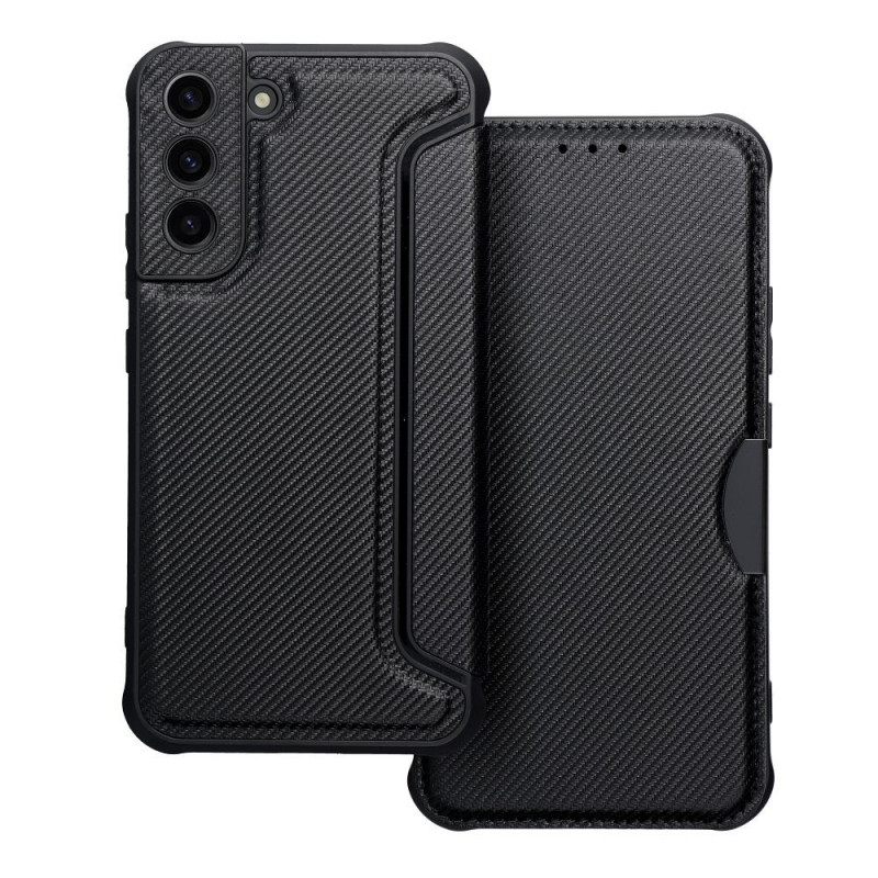 Samsung Galaxy S22 Plus Portefeuilles Razor Book Fibre de carbone, Modèle de carbone Noir Samsung Galaxy S22 Plus Portefeuilles Razor Book Fibre de carbone, Modèle de carbone Noir