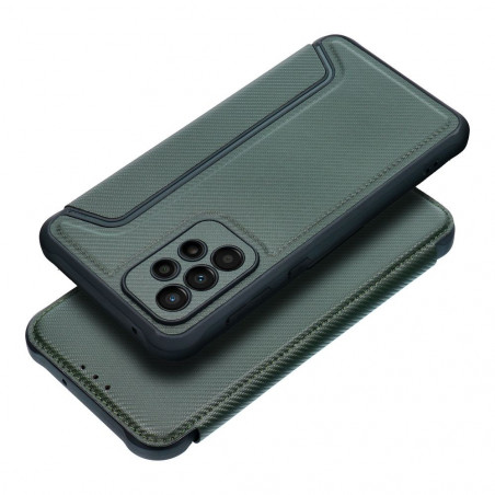 Samsung Galaxy A33 Portefeuilles Razor Book Fibre de carbone, Modèle de carbone  Vert foncé