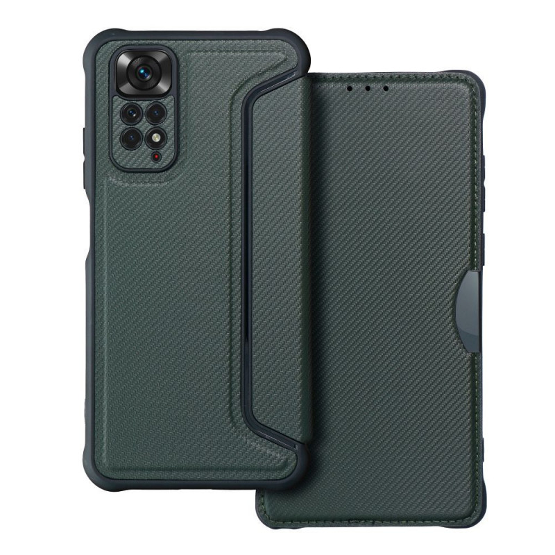 XIAOMI Redmi Note 11 Portefeuilles Razor Book Fibre de carbone, Modèle de carbone Vert foncé XIAOMI Redmi Note 11 Portefeuilles Razor Book Fibre de carbone, Modèle de carbone Vert foncé