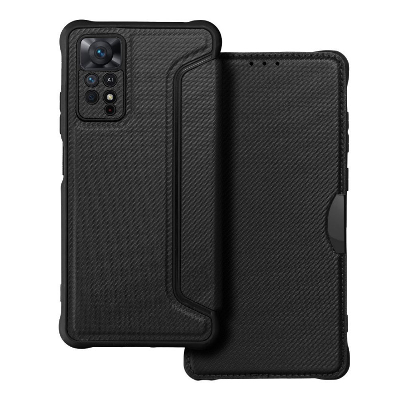 XIAOMI Redmi Note 11 Pro 5G Portefeuilles Razor Book Fibre de carbone, Modèle de carbone Noir XIAOMI Redmi Note 11 Pro 5G Portefeuilles Razor Book Fibre de carbone, Modèle de carbone Noir