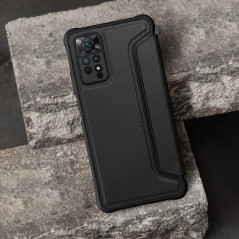 XIAOMI Redmi Note 11 Pro 5G Portefeuilles Razor Book Fibre de carbone, Modèle de carbone  Noir
