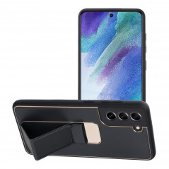 Samsung Galaxy S21 FE 5G Coque LEATHER Case Kickstand Noir