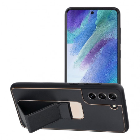 Samsung Galaxy S21 FE 5G Coque LEATHER Case Kickstand Noir