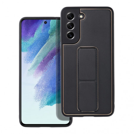 Samsung Galaxy S21 FE 5G Coque LEATHER Case Kickstand Noir