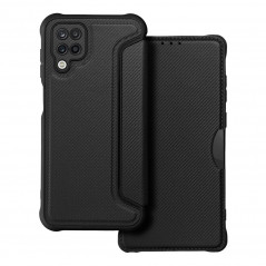 Samsung Galaxy A12 Portefeuilles Razor Book Fibre de carbone, Modèle de carbone  Noir