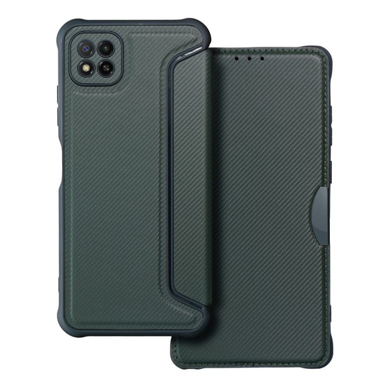 Samsung Galaxy A22 5G Portefeuilles Razor Book Fibre de carbone, Modèle de carbone Vert foncé Samsung Galaxy A22 5G Portefeuilles Razor Book Fibre de carbone, Modèle de carbone Vert foncé