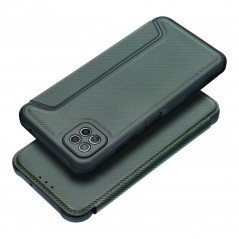 Samsung Galaxy A22 5G Portefeuilles Razor Book Fibre de carbone, Modèle de carbone  Vert foncé