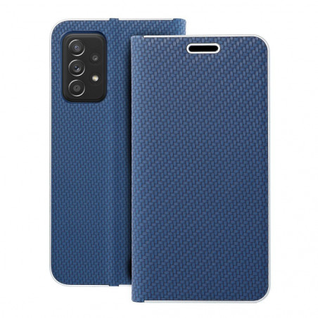 Samsung Galaxy A52 5G Portefeuilles LUNA Book Carbon Fibre de carbone, Élégant  Bleu