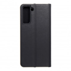 Samsung Galaxy S21 5G Portefeuilles LUNA Book Gold Élégant  Noir