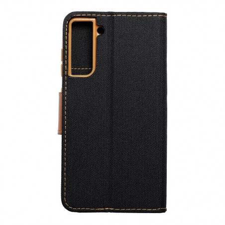 Samsung Galaxy S21 FE 5G Portefeuilles Canvas Book Noir
