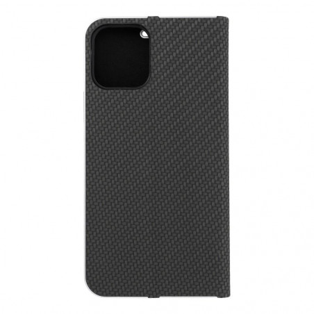 Apple iPhone 12 Pro Portefeuilles LUNA Book Carbon Fibre de carbone, Élégant  Noir