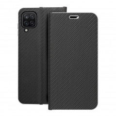 Samsung Galaxy A12 Portefeuilles LUNA Book Carbon Fibre de carbone, Élégant  Noir