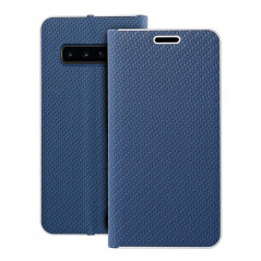 Samsung Galaxy S10 Portefeuilles LUNA Book Carbon Fibre de carbone, Élégant  Bleu