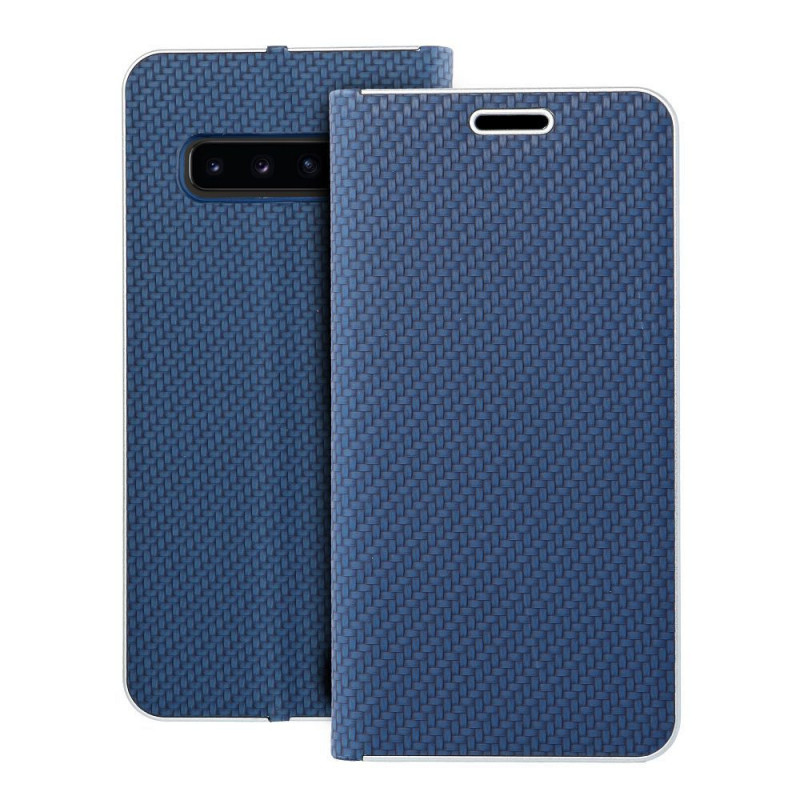 Samsung Galaxy S10 Portefeuilles LUNA Book Carbon Fibre de carbone, Élégant  Bleu