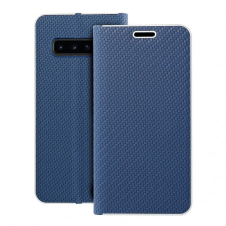 Samsung Galaxy S10 Portefeuilles LUNA Book Carbon Fibre de carbone, Élégant  Bleu