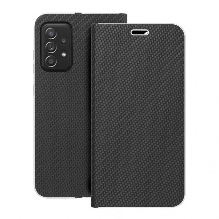 Samsung Galaxy A52 5G Portefeuilles LUNA Book Carbon Fibre de carbone, Élégant  Noir