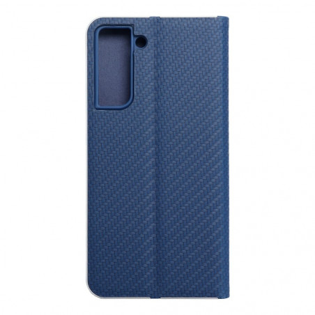 Samsung Galaxy S21 FE 5G Portefeuilles LUNA Book Carbon Fibre de carbone, Élégant  Bleu