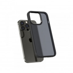 Apple iPhone 13 Pro Coque Spigen Ultra Hybrid Clair comme du cristal  Noir givré mat