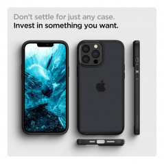 Apple iPhone 13 Pro Coque Spigen Ultra Hybrid Clair comme du cristal  Noir givré mat