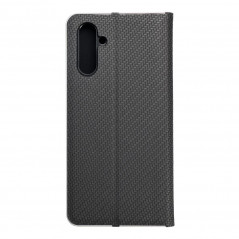 Samsung Galaxy A04s Portefeuilles LUNA Book Carbon Fibre de carbone, Élégant  Noir