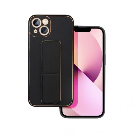 Apple iPhone 13 Coque LEATHER Case Kickstand Noir