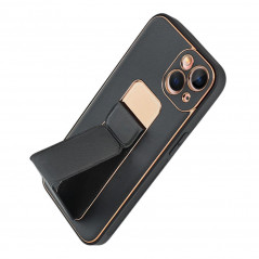 Apple iPhone 13 Coque LEATHER Case Kickstand Noir