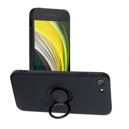 Apple iPhone SE 2020 Coque Silicone ring Noir
