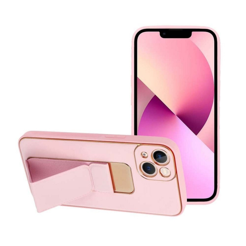 Apple iPhone 13 Coque LEATHER Case Kickstand Rose