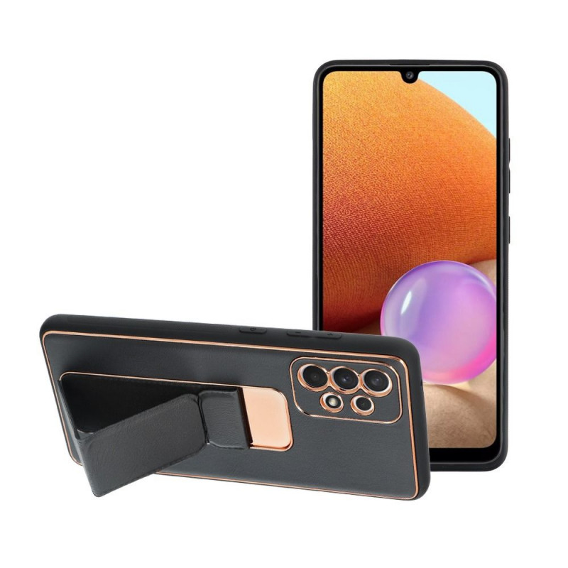 Samsung Galaxy A52 LTE Coque LEATHER Case Kickstand Noir