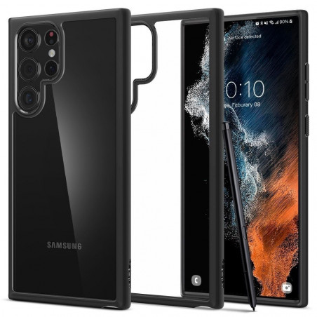 Samsung Galaxy S22 Ultra Coque Spigen Ultra Hybrid Clair comme du cristal  Noir mat