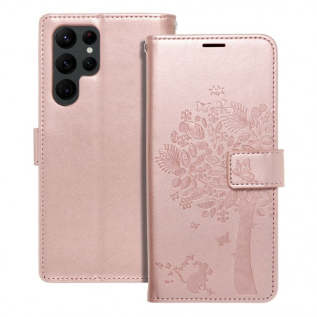 Samsung Galaxy S22 Ultra Portefeuilles MEZZO Book Arbre  Or rose