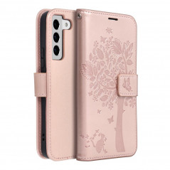 Samsung Galaxy S22 Portefeuilles MEZZO Book Arbre  Or rose