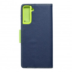 Samsung Galaxy S21 Plus 5G Portefeuilles Fancy Book Marine / Citron vert