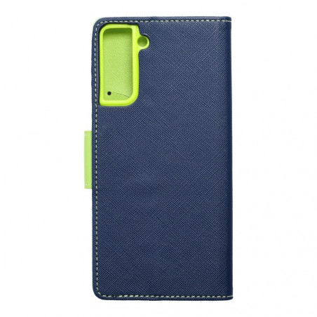 Samsung Galaxy S21 Plus 5G Portefeuilles Fancy Book Marine / Citron vert