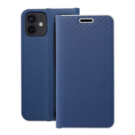 Apple iPhone 12 Pro Portefeuilles LUNA Book Carbon Fibre de carbone, Élégant  Bleu