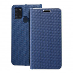 Samsung Galaxy A21s Portefeuilles LUNA Book Carbon Fibre de carbone, Élégant  Bleu