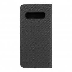 Samsung Galaxy S10 Portefeuilles LUNA Book Carbon Fibre de carbone, Élégant  Noir