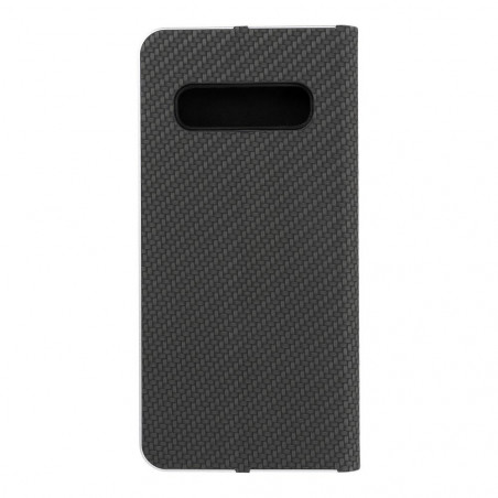 Samsung Galaxy S10 Portefeuilles LUNA Book Carbon Fibre de carbone, Élégant  Noir