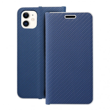 Apple iPhone 11 Portefeuilles LUNA Book Carbon Fibre de carbone, Élégant  Bleu