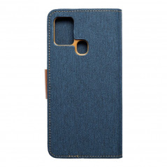 Samsung Galaxy A21s Portefeuilles Canvas Book Bleu marine
