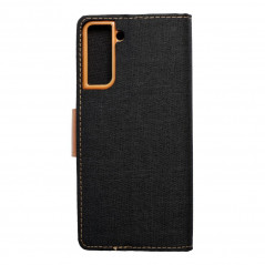 Samsung Galaxy S21 Plus 5G Portefeuilles Canvas Book Noir