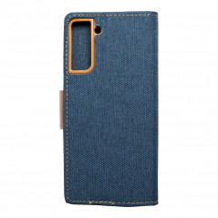 Samsung Galaxy S21 Plus 5G Portefeuilles Canvas Book Bleu marine