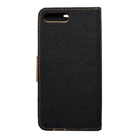 Apple iPhone SE 2020 Portefeuilles Canvas Book Noir