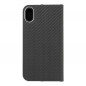 Apple iPhone XR Portefeuilles LUNA Book Carbon Fibre de carbone, Élégant  Noir