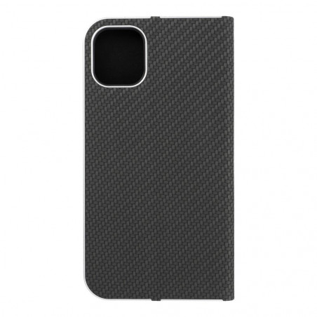 Apple iPhone 11 Portefeuilles LUNA Book Carbon Fibre de carbone, Élégant  Noir