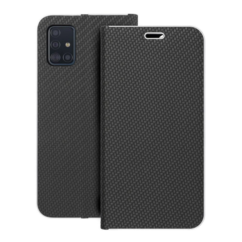 Samsung Galaxy A51 LTE Portefeuilles LUNA Book Carbon Fibre de carbone, Élégant  Noir